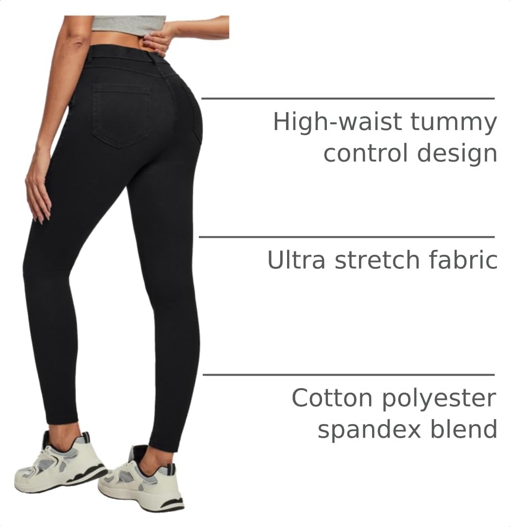 Detalle 2 de Pull-On Jeggings for Women in Stretch Denim