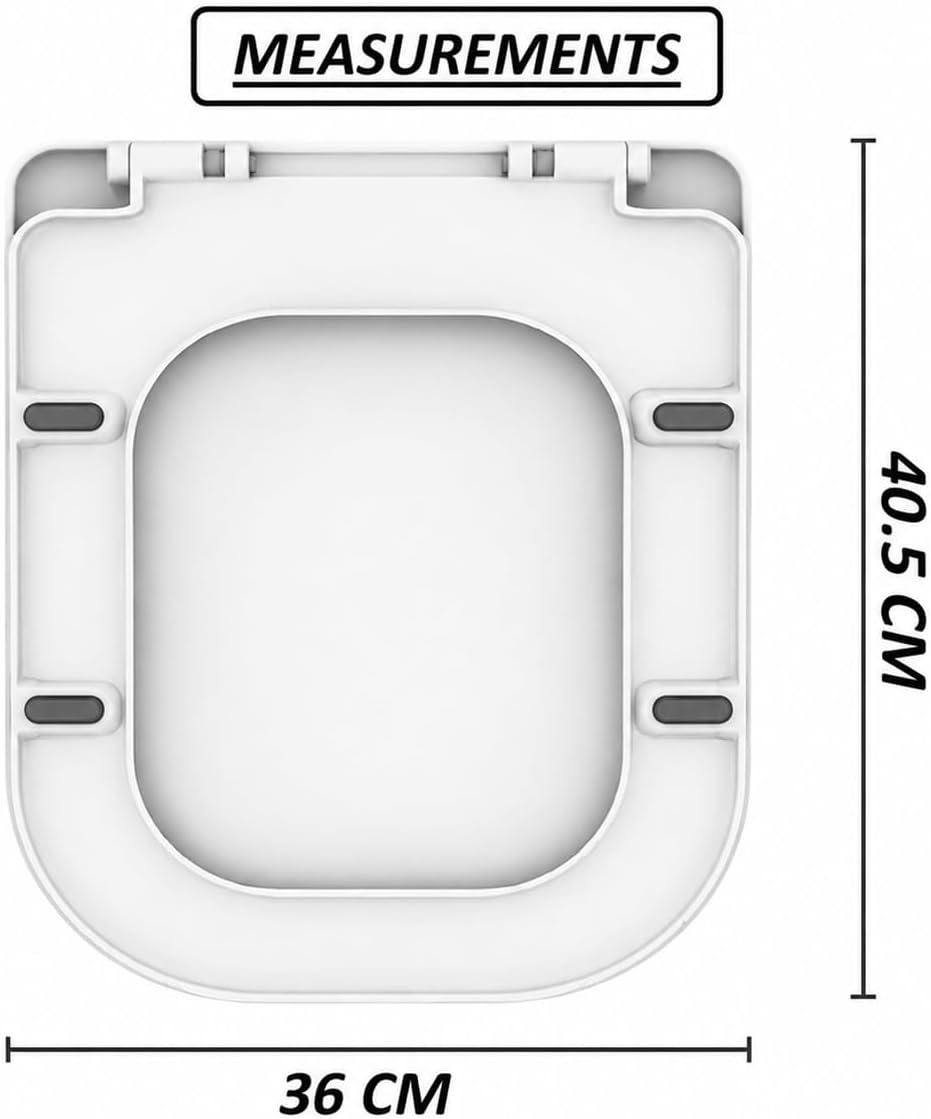 Thumbnail 2 de Rectangular Square Soft Close Toilet Seat 42 cm 🚽