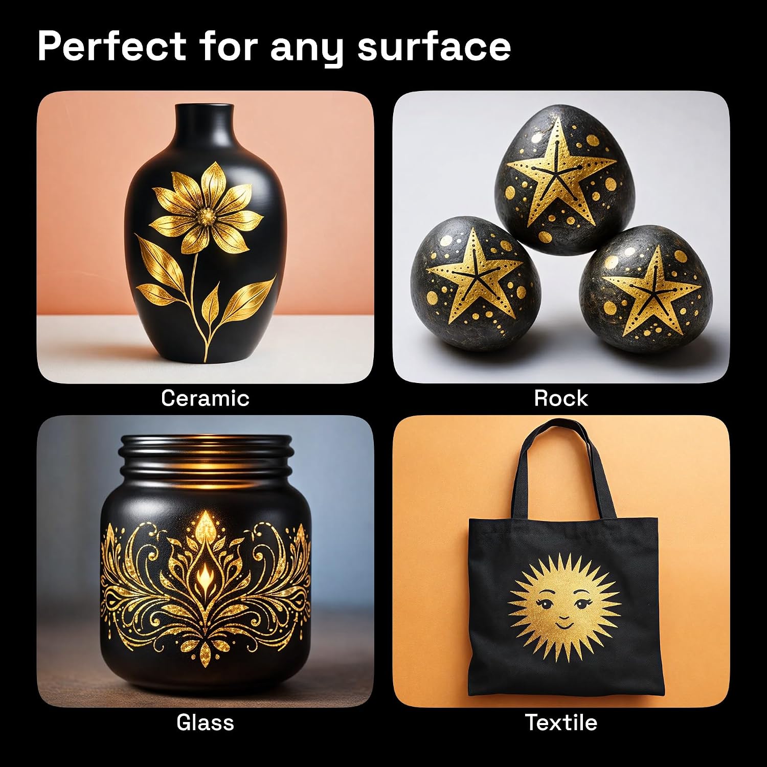 Thumbnail 2 de ARTISTRO Gold Acrylic Paint Markers, Set of 5 with Five Tip Styles