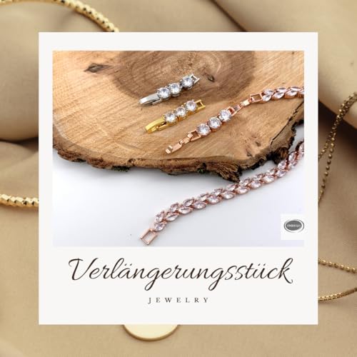 Thumbnail 4 de ONDEGO Schmuck Verlängerung Klappverschluss mit Zirkonia – 3,2 cm, Zwischenstück für Armband & Halskette, Silber Roségold Gold