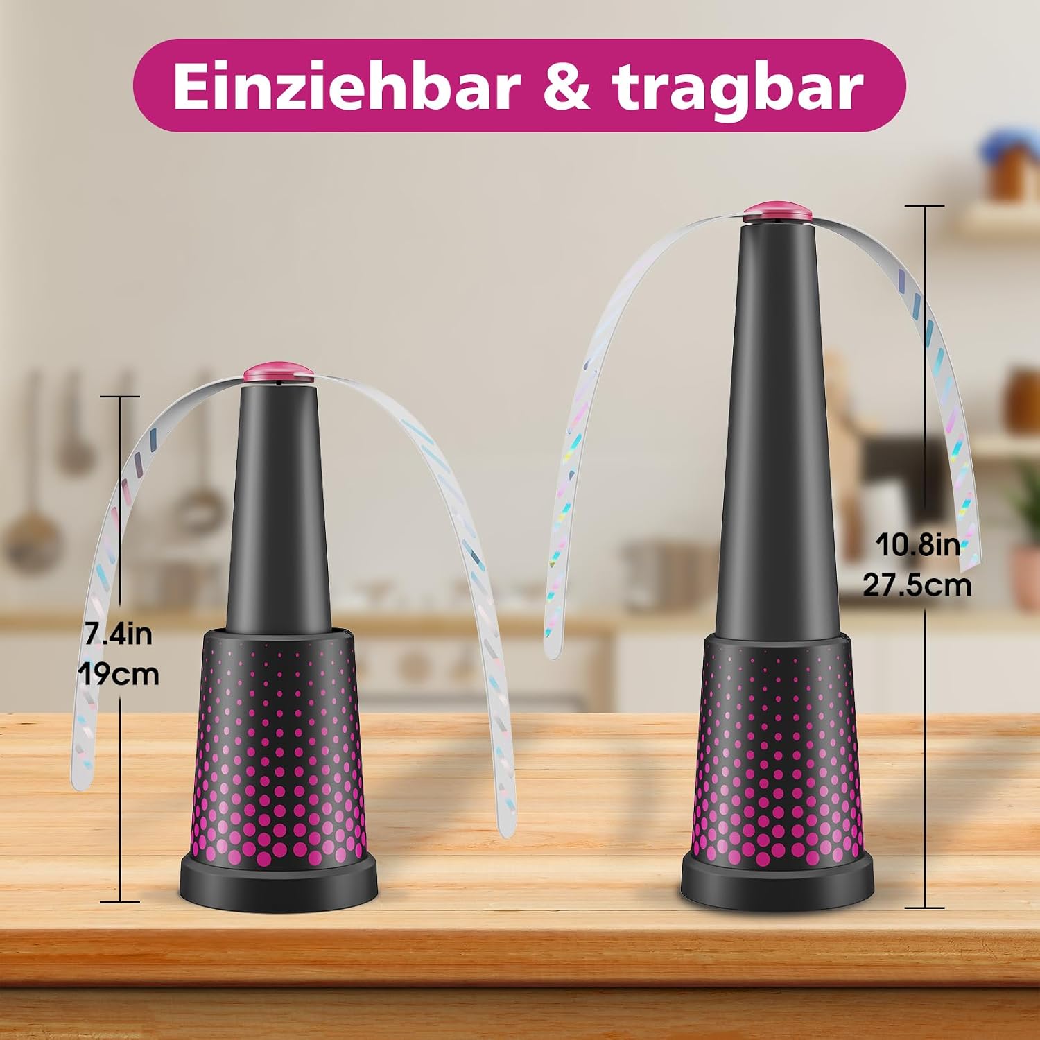 Thumbnail 5 de Hiloshine 4 Stück Fliegenwedler – Einziehbar, Aufhängbar, Tragbar und leiser Fliegenventilator