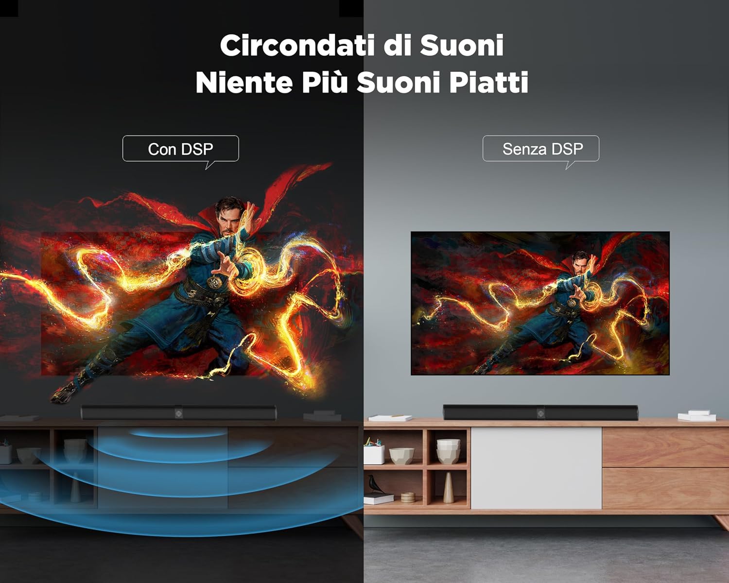 Thumbnail 4 de GarageRock Sound Bar per TV 2 in 1 divisibile con Bluetooth 5.3 e ARC/Opt/AUX