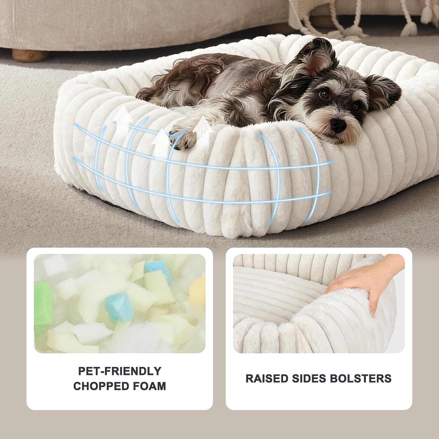 Detalle 2 de FURTIME PB25004-1 Orthopedic Dog Bed, Cream, 20 x 19 x 6 Inches