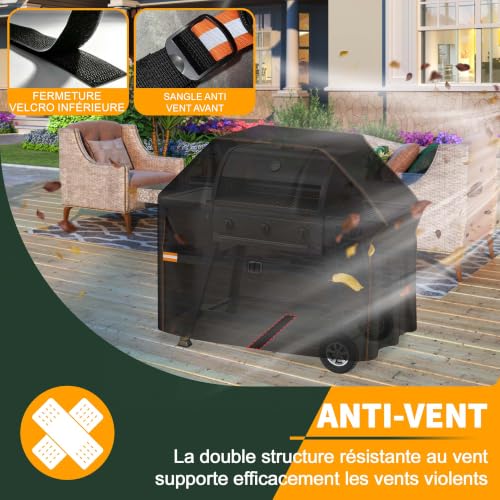 Detalle de Enzeno Housse Barbecue Extérieur 145 x 61 x 122 cm – Bache imperméable