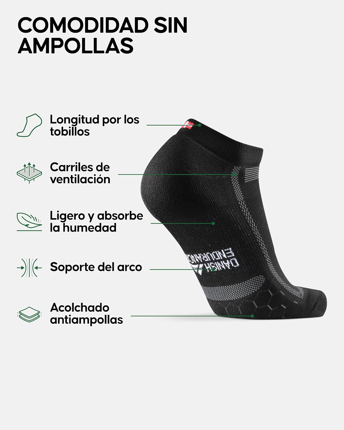 Detalle 2 de DANISH ENDURANCE Calcetines cortos running 3 pack
