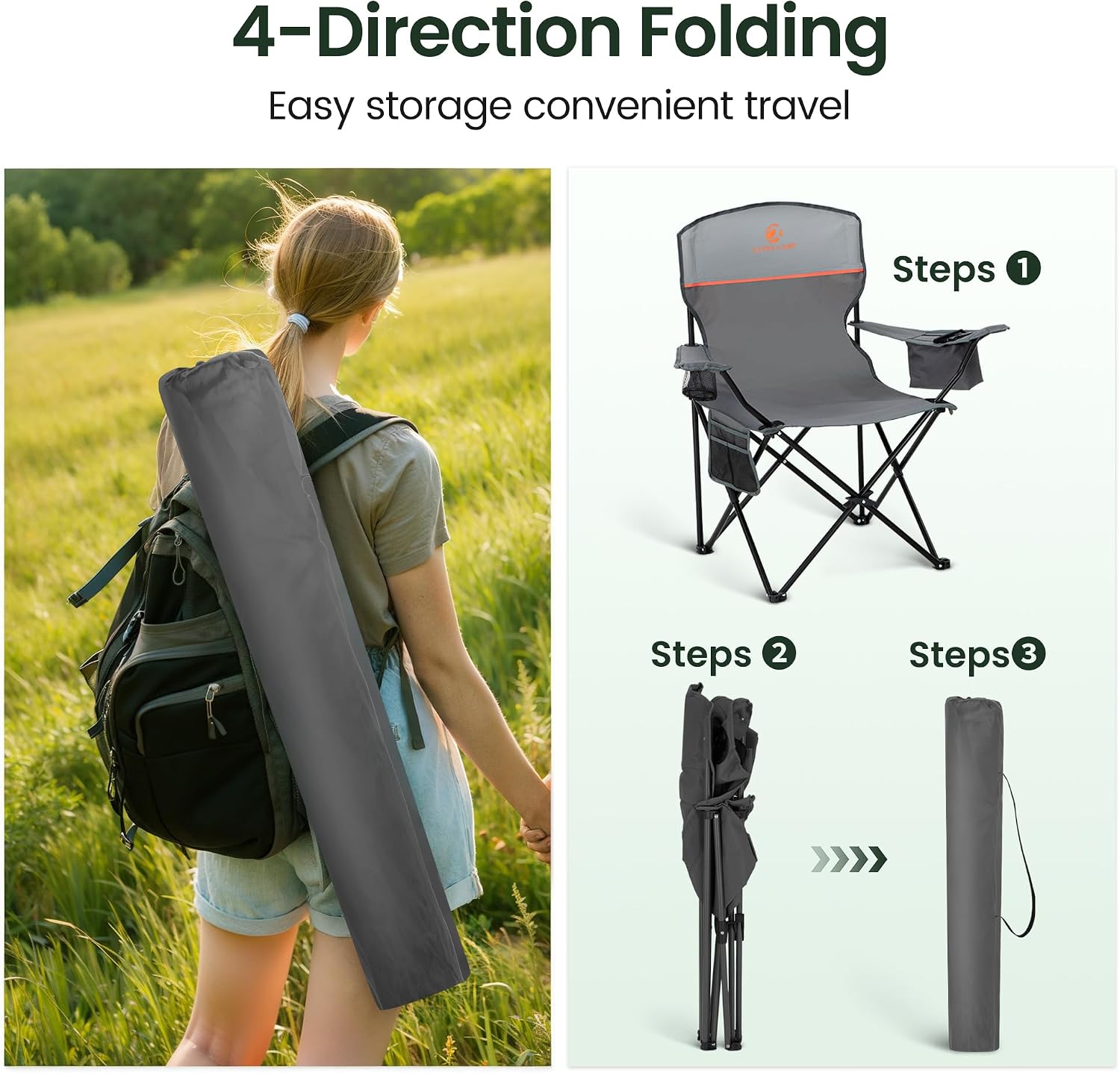 Thumbnail 6 de ALPHA CAMP Folding Camping Chairs 2-Pack 120kg