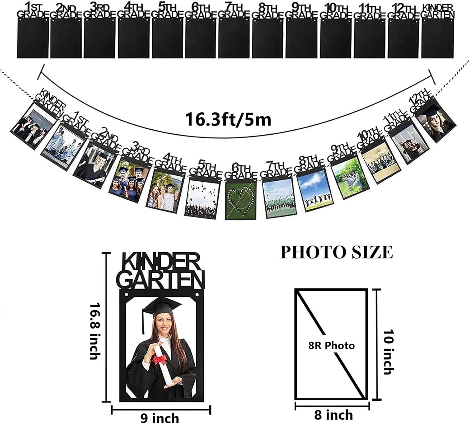 Thumbnail 1 de ButyHome Graduation Photo Banner (Kindergarten to 12th Grade) Party Decoration Kit