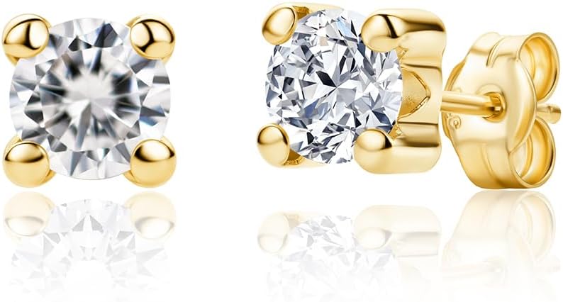 Detalle de MIORE Boucles d'Oreilles Femme en Or Blanc et Or Jaune 9 Carats 375 avec Pierres Précieuses – Rubis / Émeraude / Saphir / Zircone