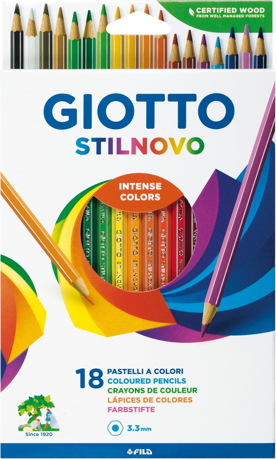 Detalle de Giotto Stilnovo Pastelli Colorati in Astuccio 36 Colori - Set Esagonale con Spigoli Argentati