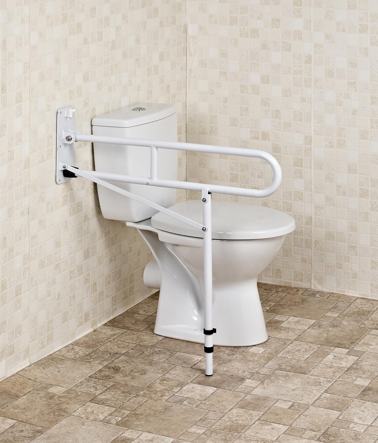 Detalle 2 de NRS Healthcare M48465 opklapbare handgreep met verstelbare steunpoot