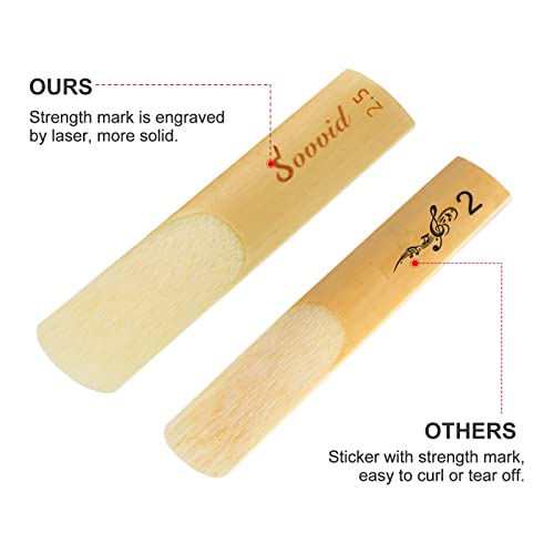 Detalle de Sovvid 10 Pack Professional Alto Saxophone Reeds — Strength 2.5 with Laser Engraving and Thinner Tip