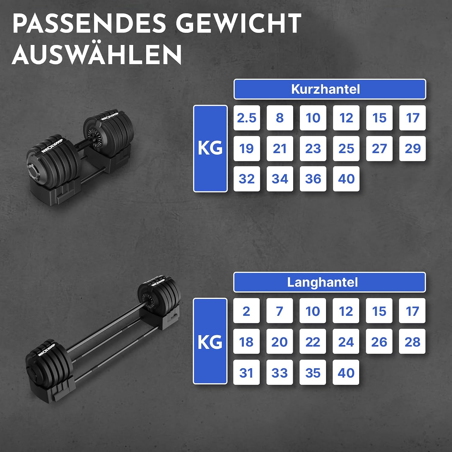 Thumbnail 5 de NEOLYMP Kurzhantel verstellbar 2–40 kg 🏋