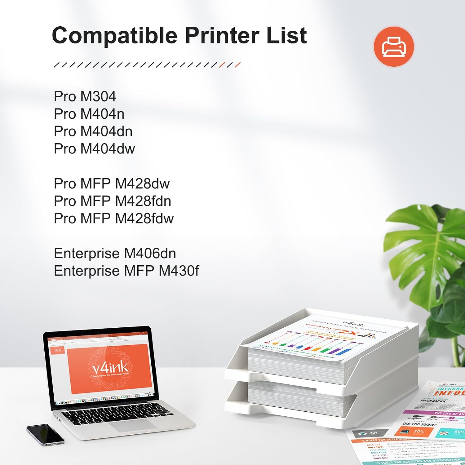 Detalle 2 de v4ink CF258A 58A Black Toner Cartridge, 2-Pack with Chip, 6,000 Pages