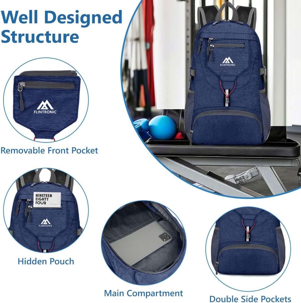 Detalle de flintronic Sac à Dos Pliable Ultraléger 20L — Léger, Imperméable et Polyvalent pour Outdoor