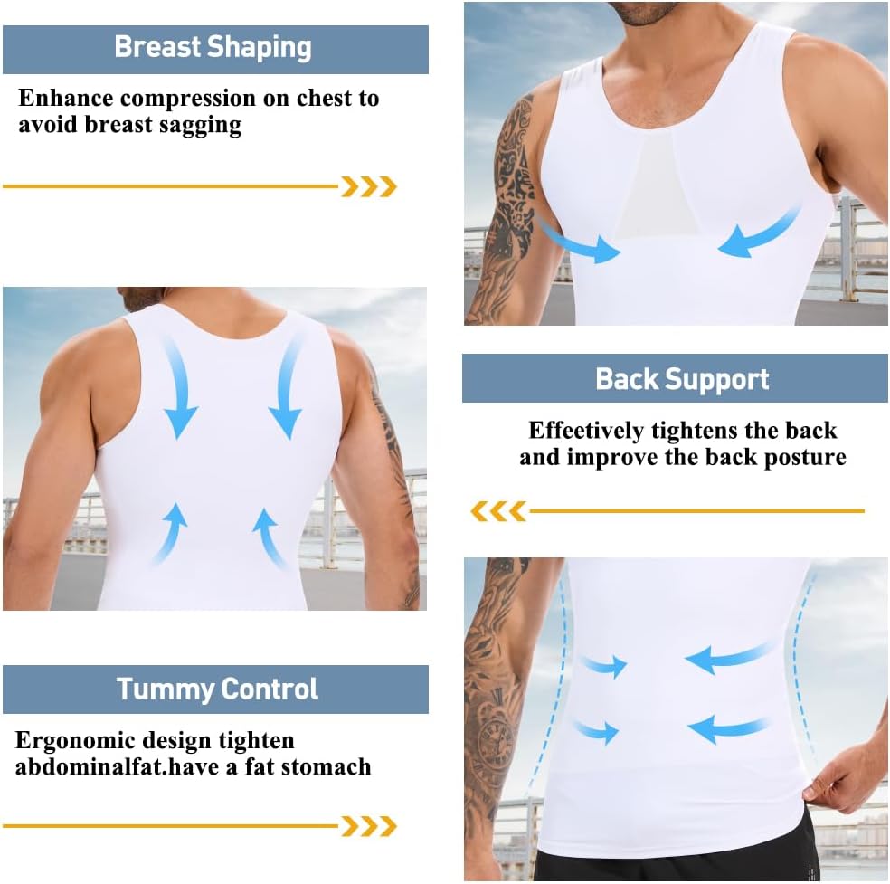 Detalle de SLIMBELLE Body Shaper ärmlös kompressionströja för män