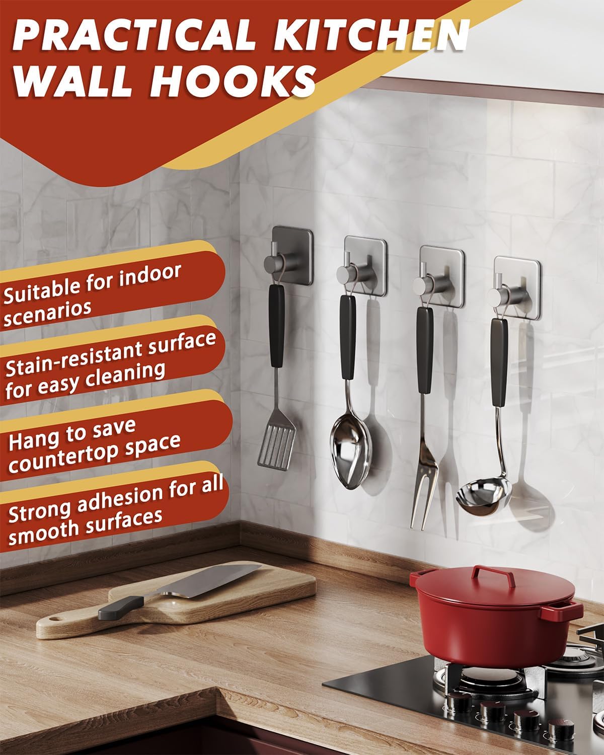 Thumbnail 4 de Auxmir 5 Pack Self Adhesive Hooks 10kg 🪝