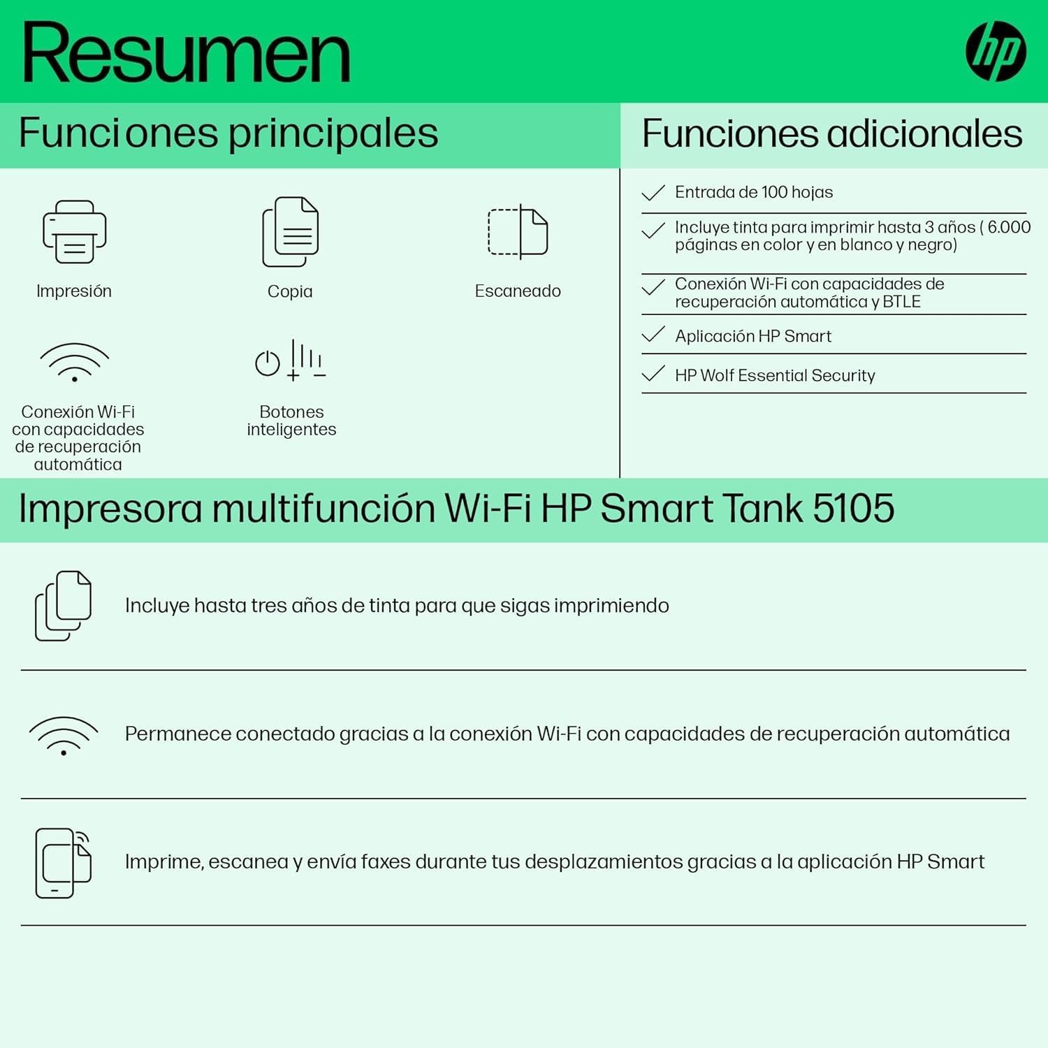 Thumbnail 6 de HP Smart Tank 5105: Impresora multifunción 3 en 1 con gran depósito de tinta y Wi‑Fi