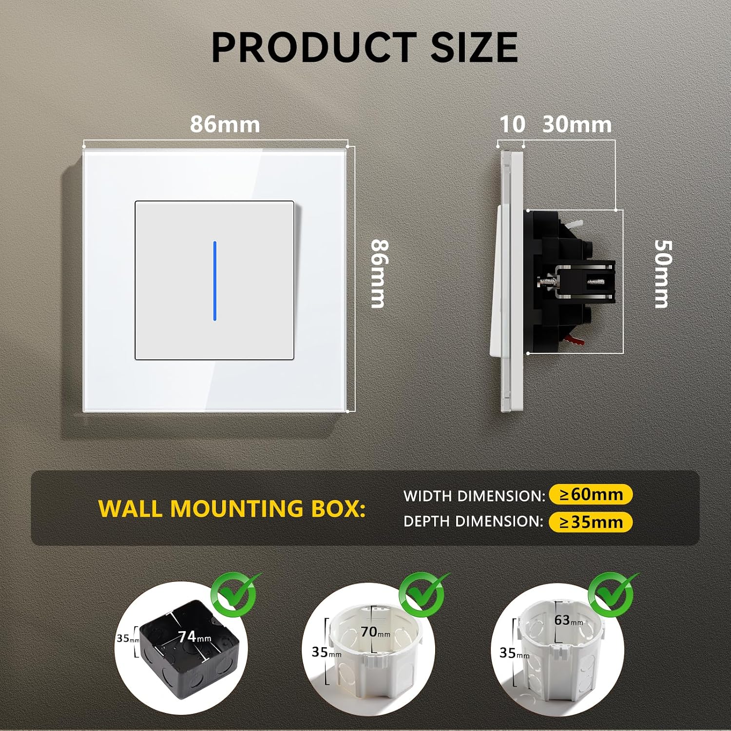 Detalle 2 de BSEEDLIFE Interruptor de pared 86×86 mm