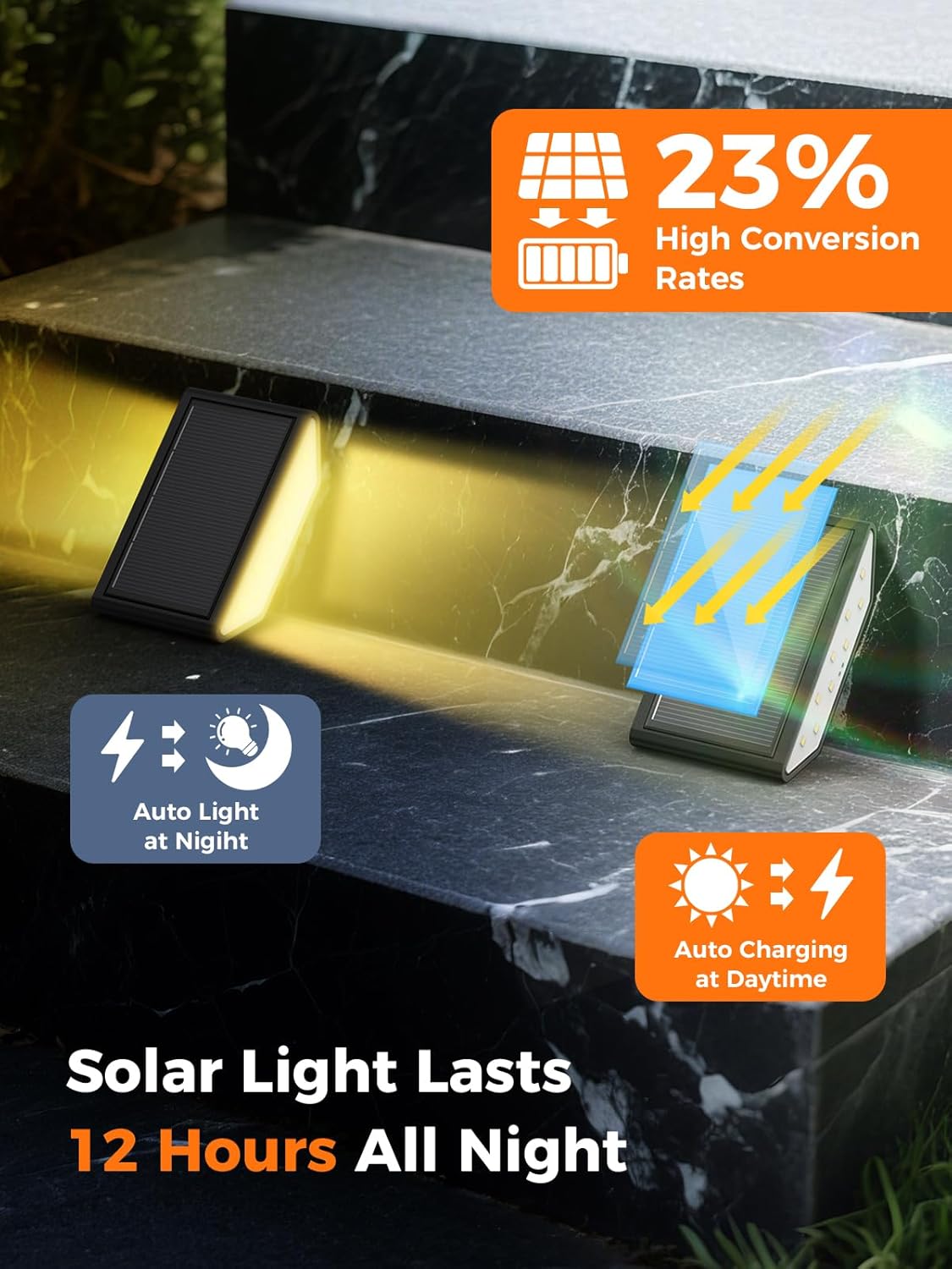 Thumbnail 3 de Smiling Shark Lampada solare da esterno per scale (4 pezzi) LED bianca calda, doppio lato, IP65