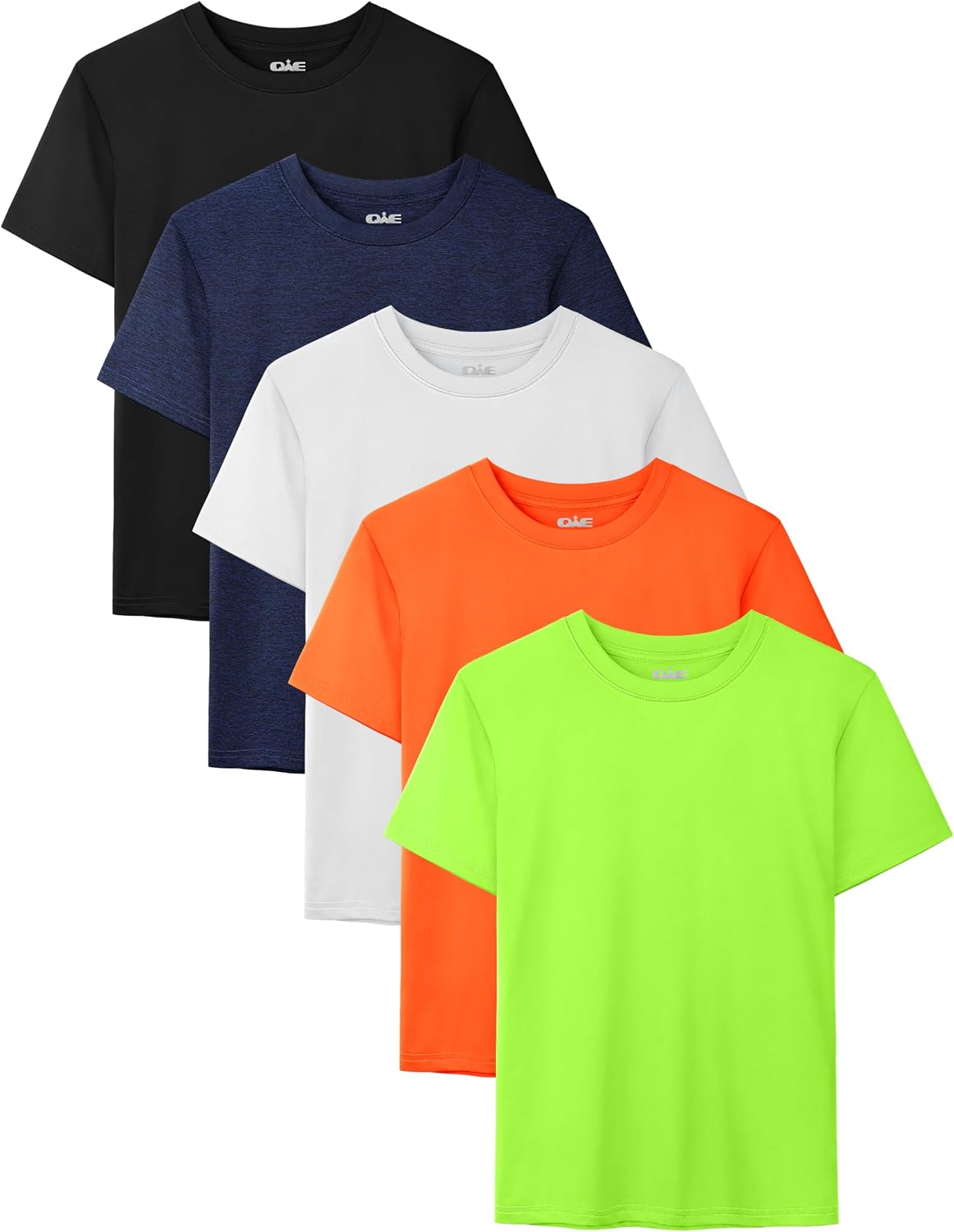 Detalle de QWE 5-Pack Boys Dry-Fit Shirts (Youth Activewear Short Sleeve Tees, 5–18)