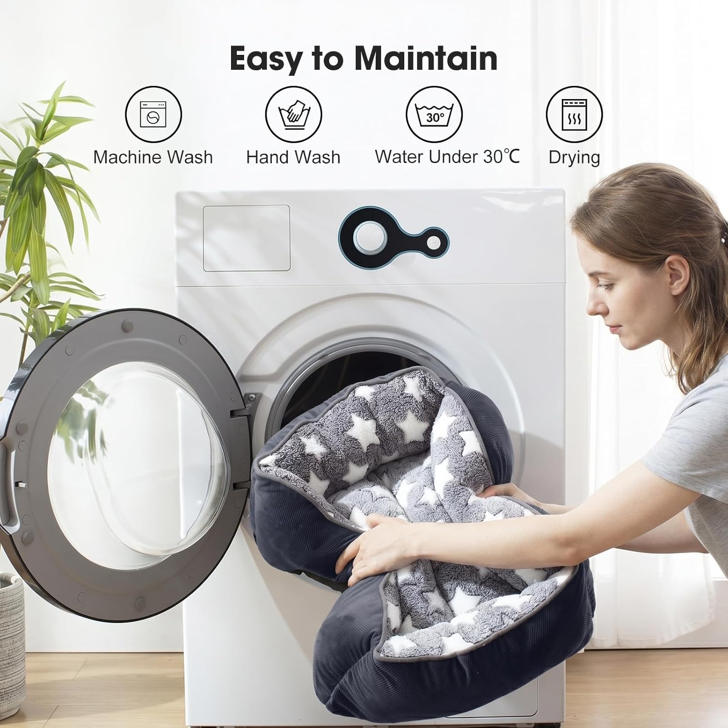Thumbnail 5 de MIXJOY Medium Dog Bed 64x53 cm — washable cosy bed