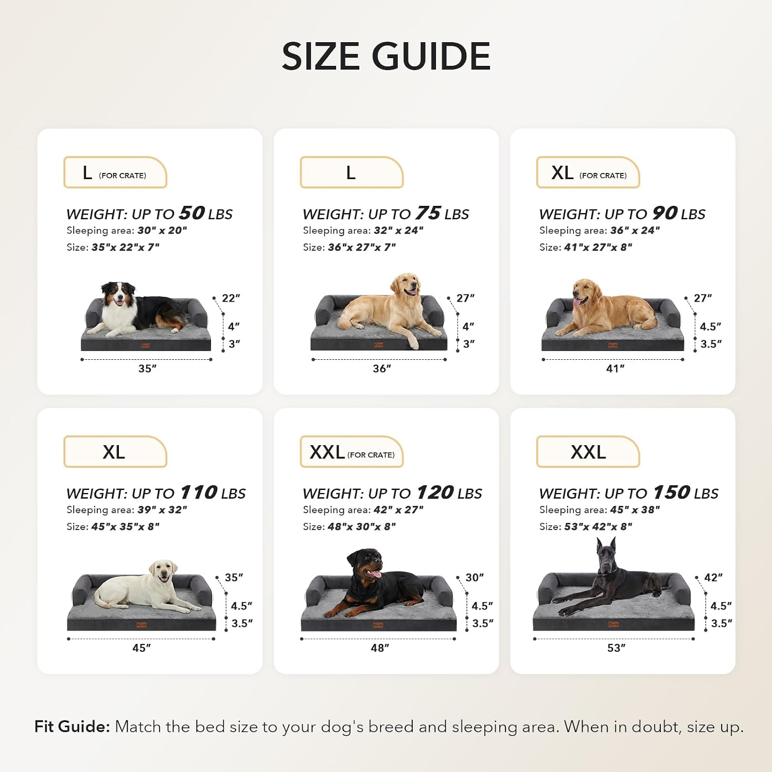 Detalle de Casa Paw 48 x 30-Inch Orthopedic Dog Bed with Bolsters and Washable Cover