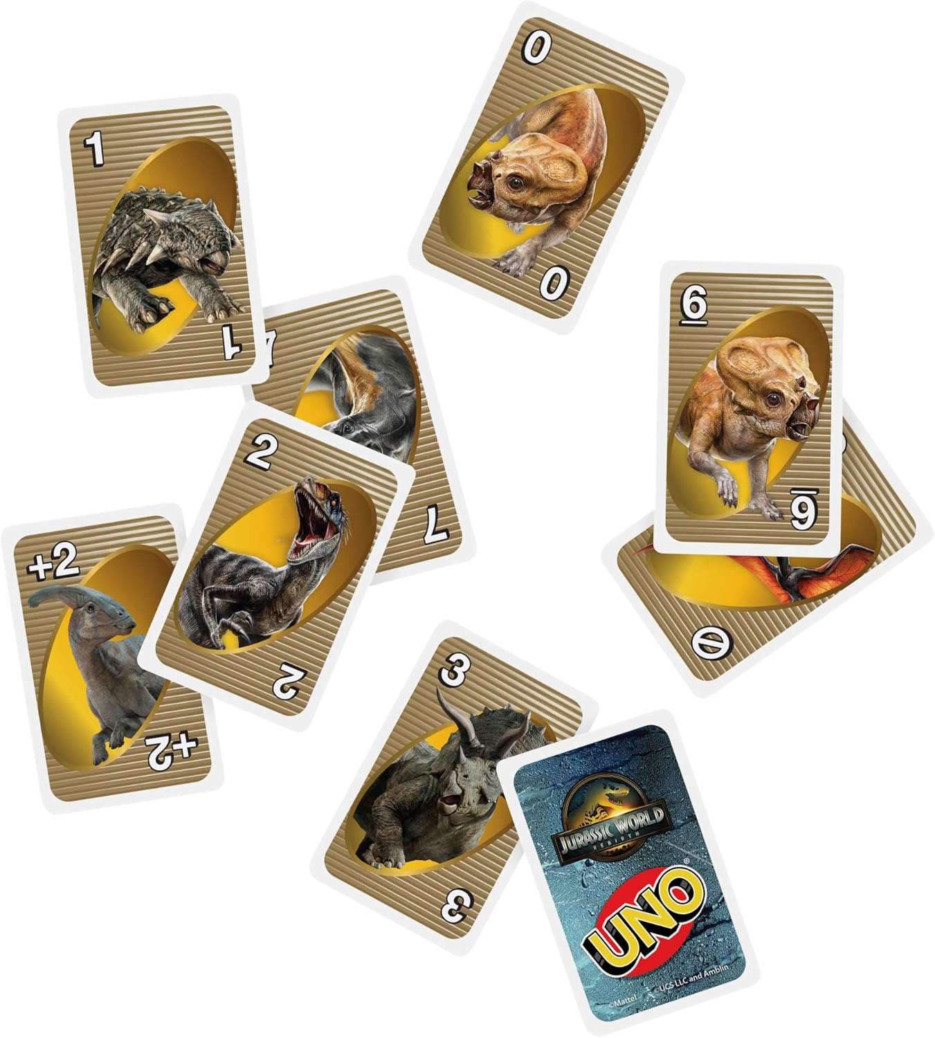 Thumbnail 4 de Mattel Games UNO Jurassic World La Rinascita (JFT28) – gioco di carte con regole speciali ispirate al film