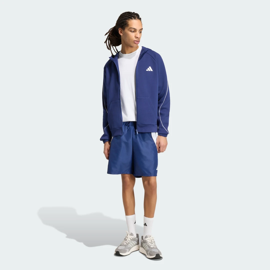 Detalle de Sudadera con capucha y cierre de cremallera Stadium Small Logo – Adidas, azul
