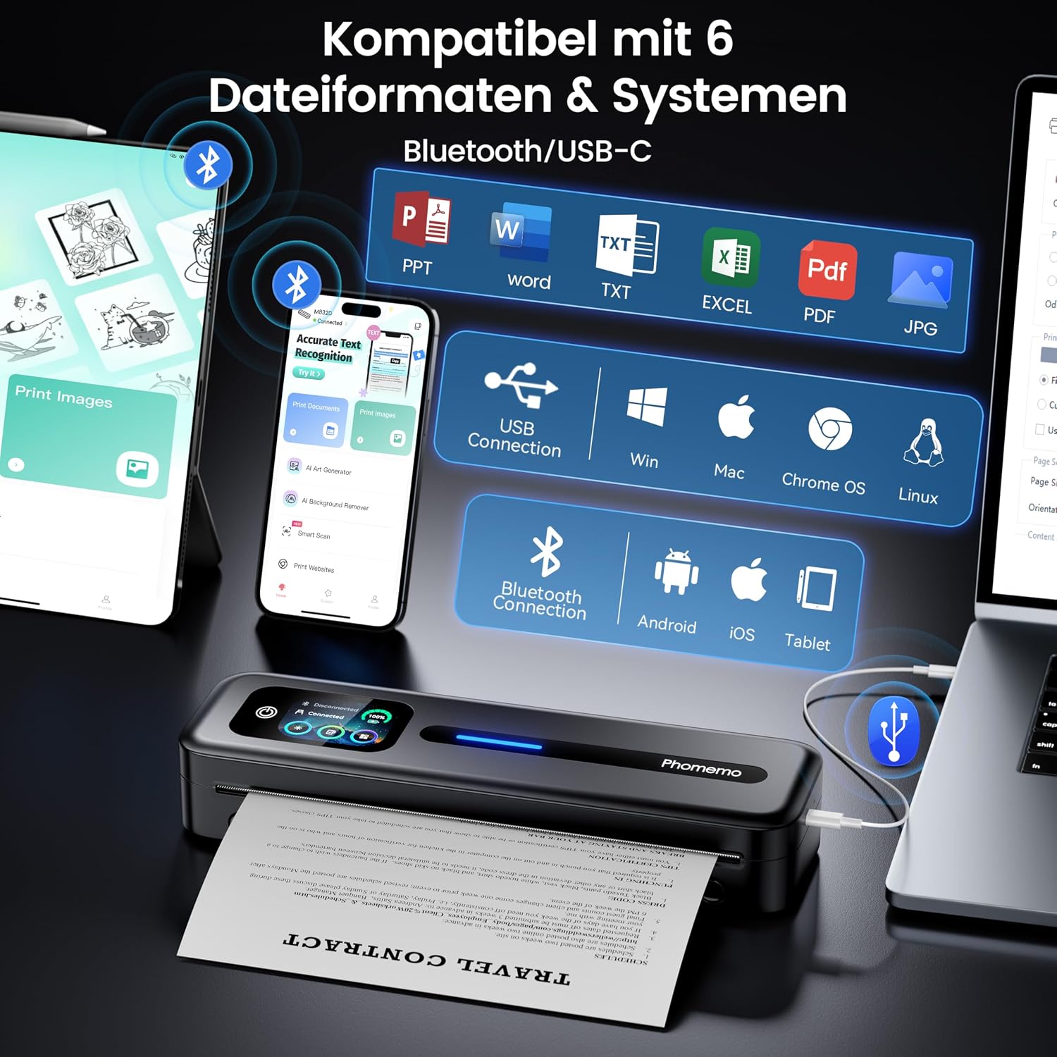 Detalle de Phomemo M832D A4 Thermodrucker mit 300 dpi