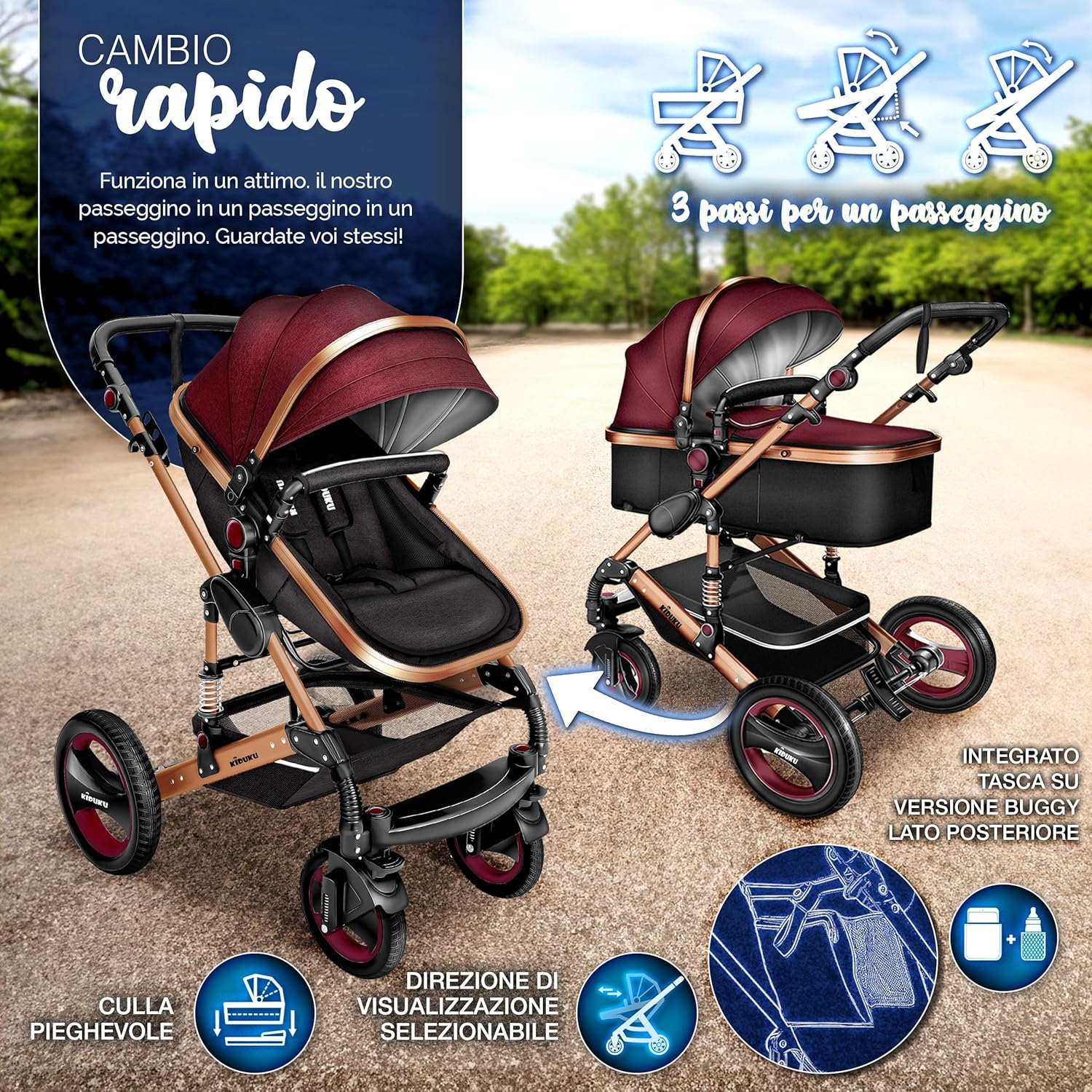 Thumbnail 4 de KIDUKU 3 in 1 Passeggino Completo Trio: versatilità, sicurezza e comfort per bambini dalla nascita a 22 kg