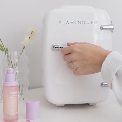 Detalle de Flamingueo Nevera Pequeña 4L: mini frigorífico 12V/220V con frío y calor para cosméticos y bebidas