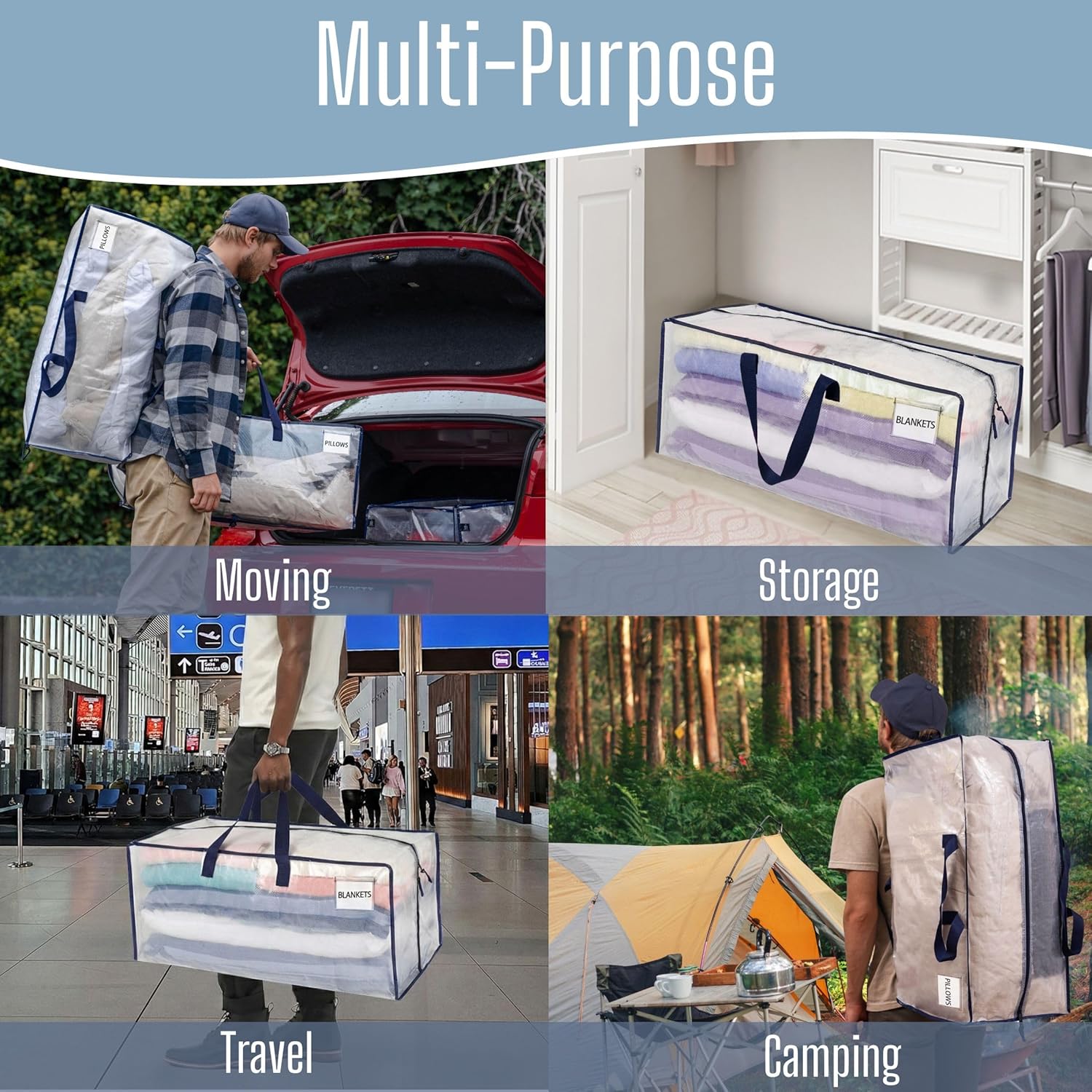 Thumbnail 6 de VENO 4 Pack Heavy-Duty Moving Bags with Backpack Straps