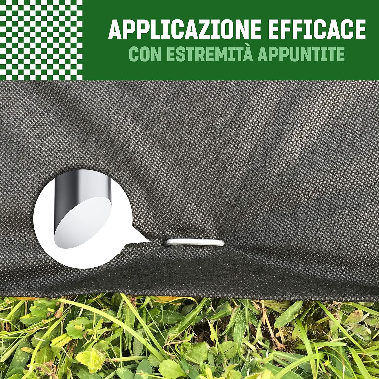 Detalle de GardenGloss Picchetti in Acciaio Zincato (50 Pezzi) – Picchetti a U 150 mm per Telo di Pacciamatura, Recinzione e Campeggio
