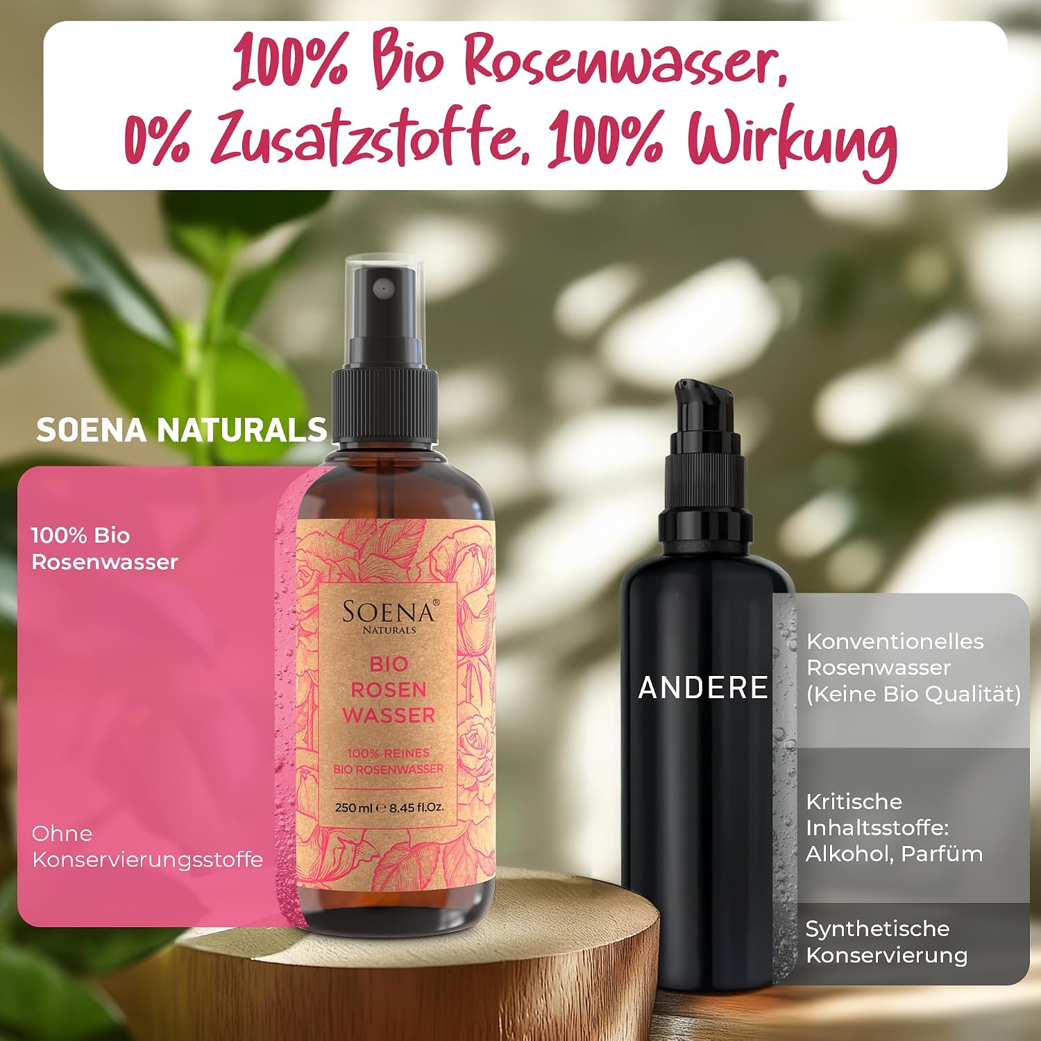 Thumbnail 1 de 100% BIO ROSENWASSER (Rosa Damascena) – natürliches Gesichtswasser zur sanften Reinigung von Gesicht, Körper & Haar