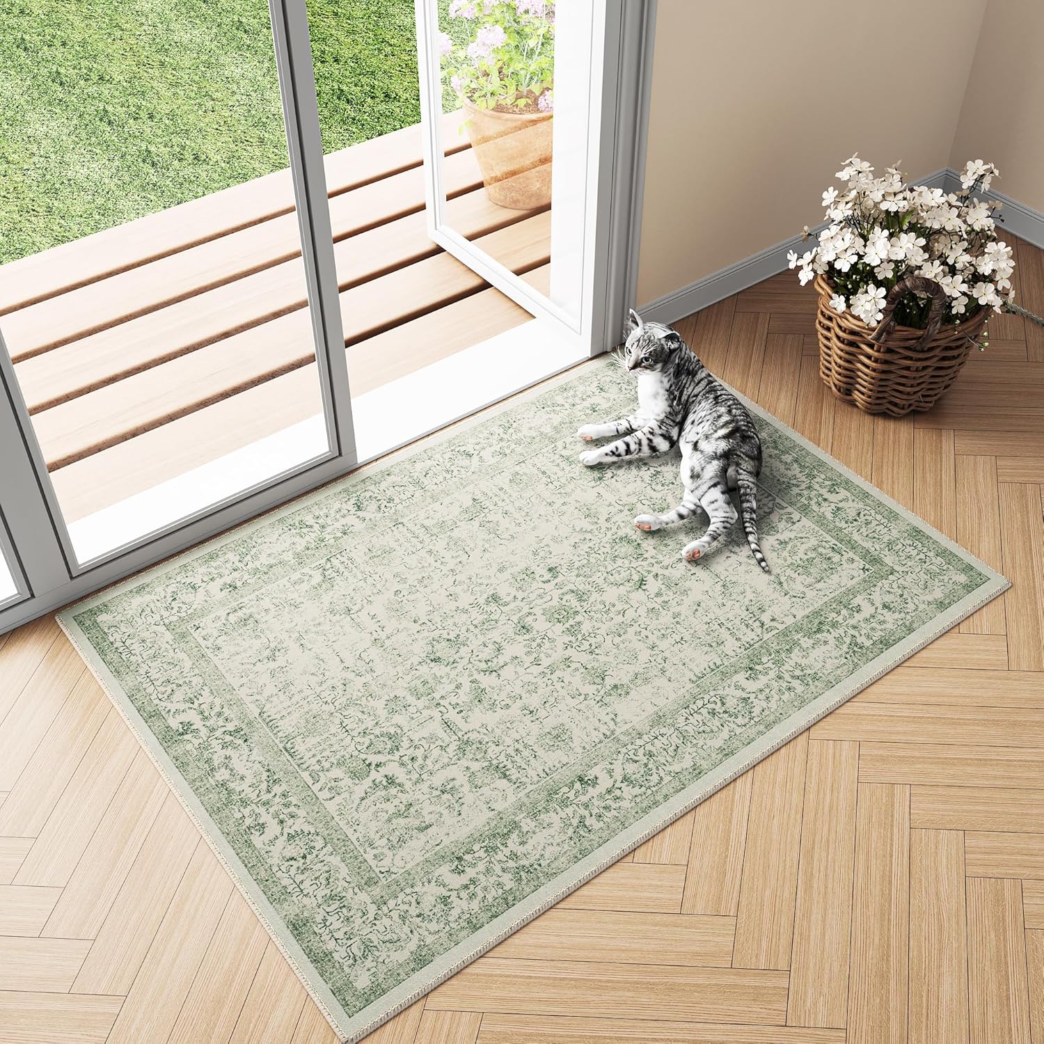 Thumbnail 5 de HUGEAR Vintage Brown Rugs – Large 240x300cm, Non-Slip, Washable Living Room Rug