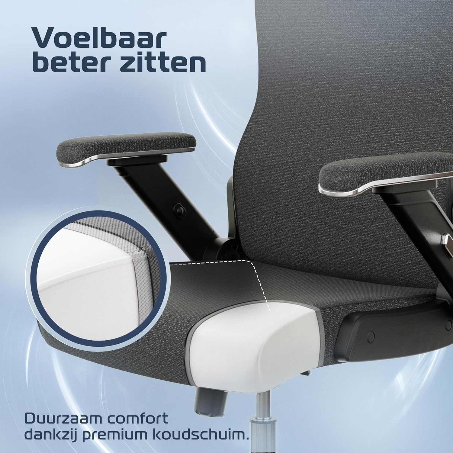Thumbnail 6 de CLOUVOU PowerSeat bureaustoel met mesh, 5D-armleuningen en lendensteun