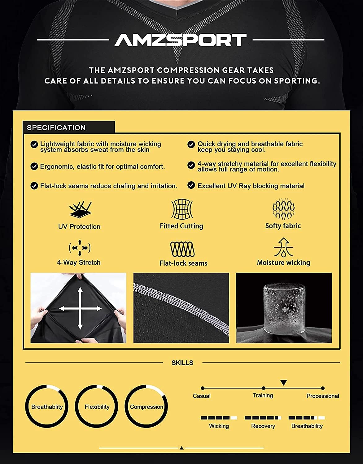 Thumbnail 2 de AMZSPORT Canotta Compression Uomo – maglia senza maniche ad asciugatura rapida per palestra e outdoor