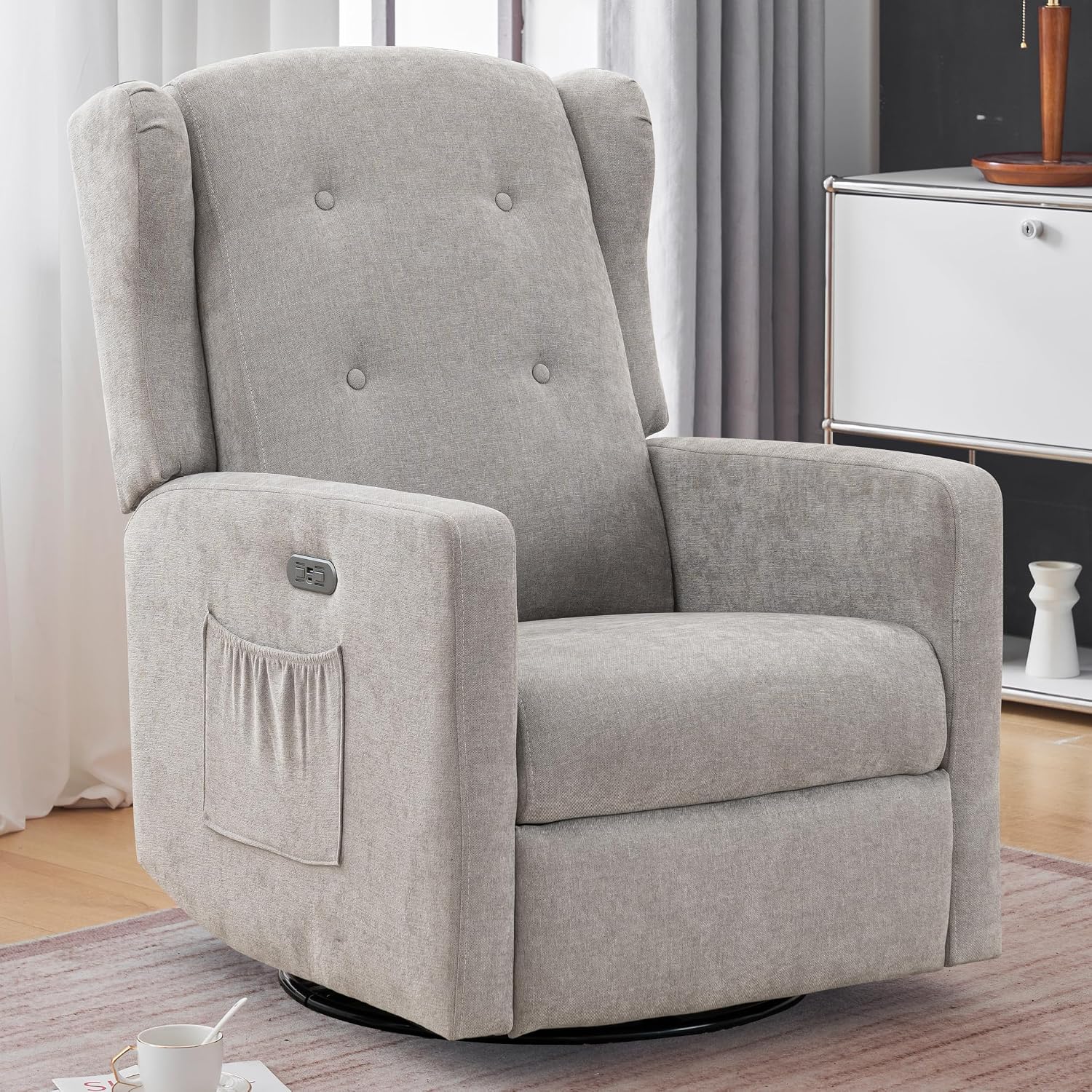 Detalle de Ketaiyou D9966 Power Swivel Rocking Recliner with USB and Type-C Ports