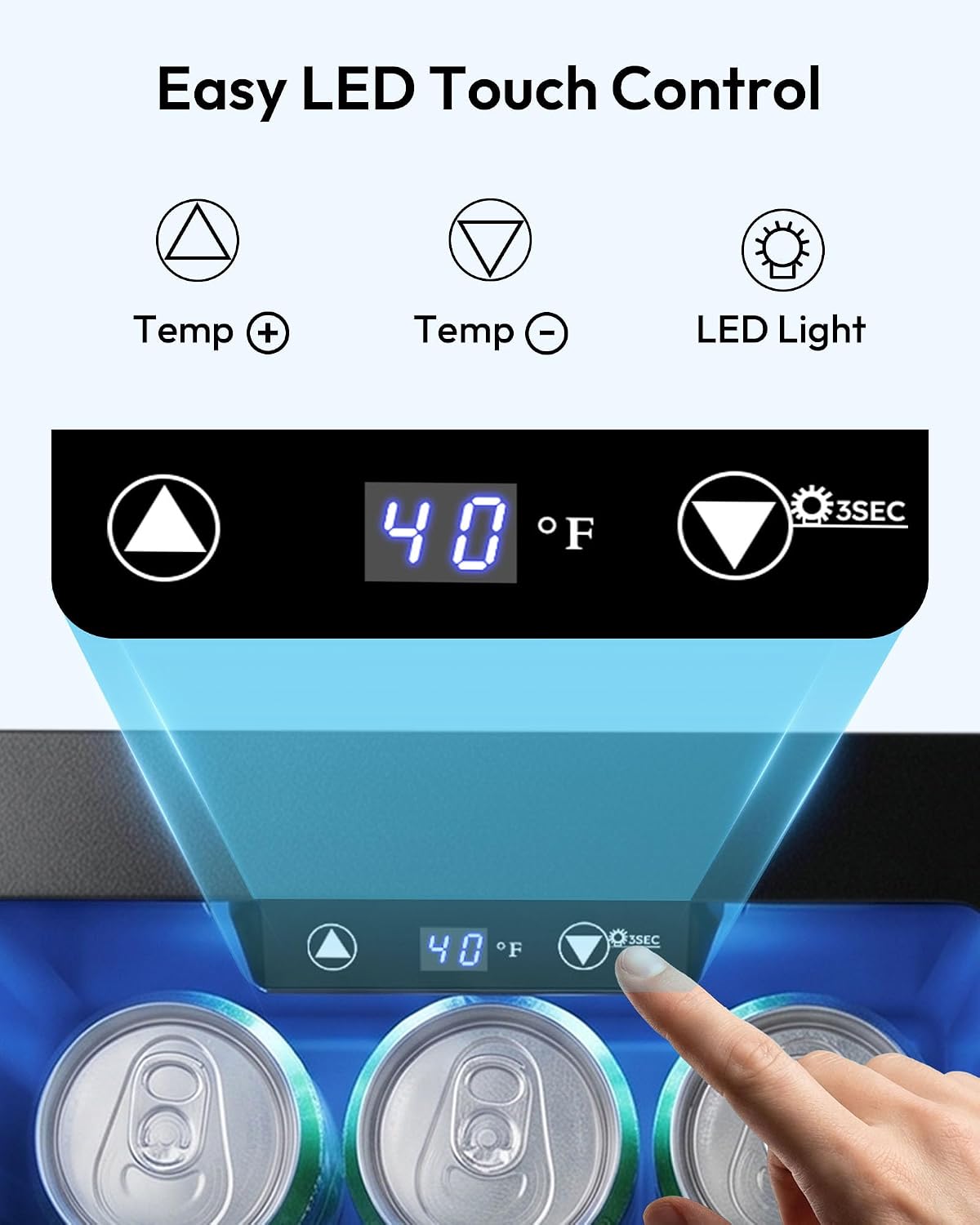 Detalle 1 de EUHOMY FWC008-11 18L Beverage Refrigerator with Compressor Cooling and LED Light