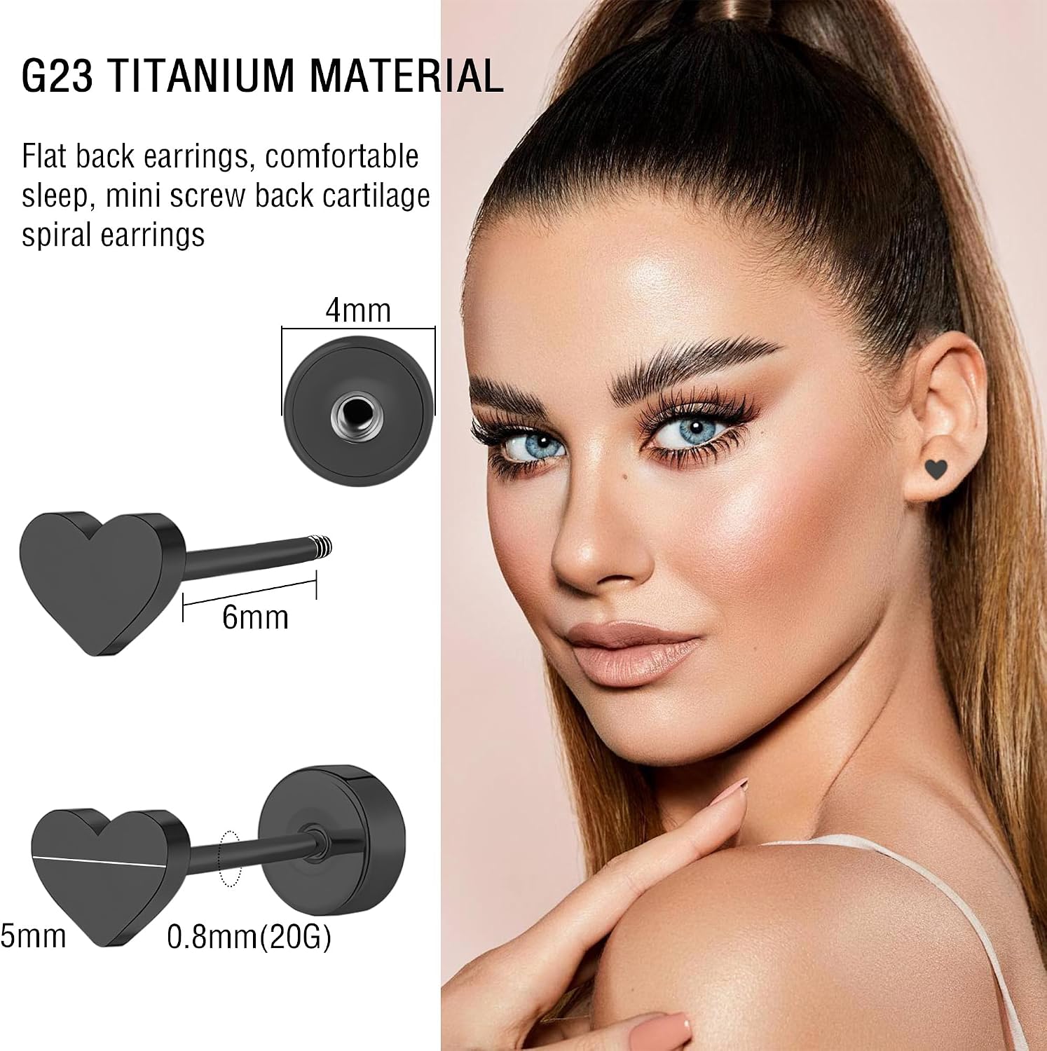 Detalle 2 de ZDE Flat Back Stud Earrings, 5mm