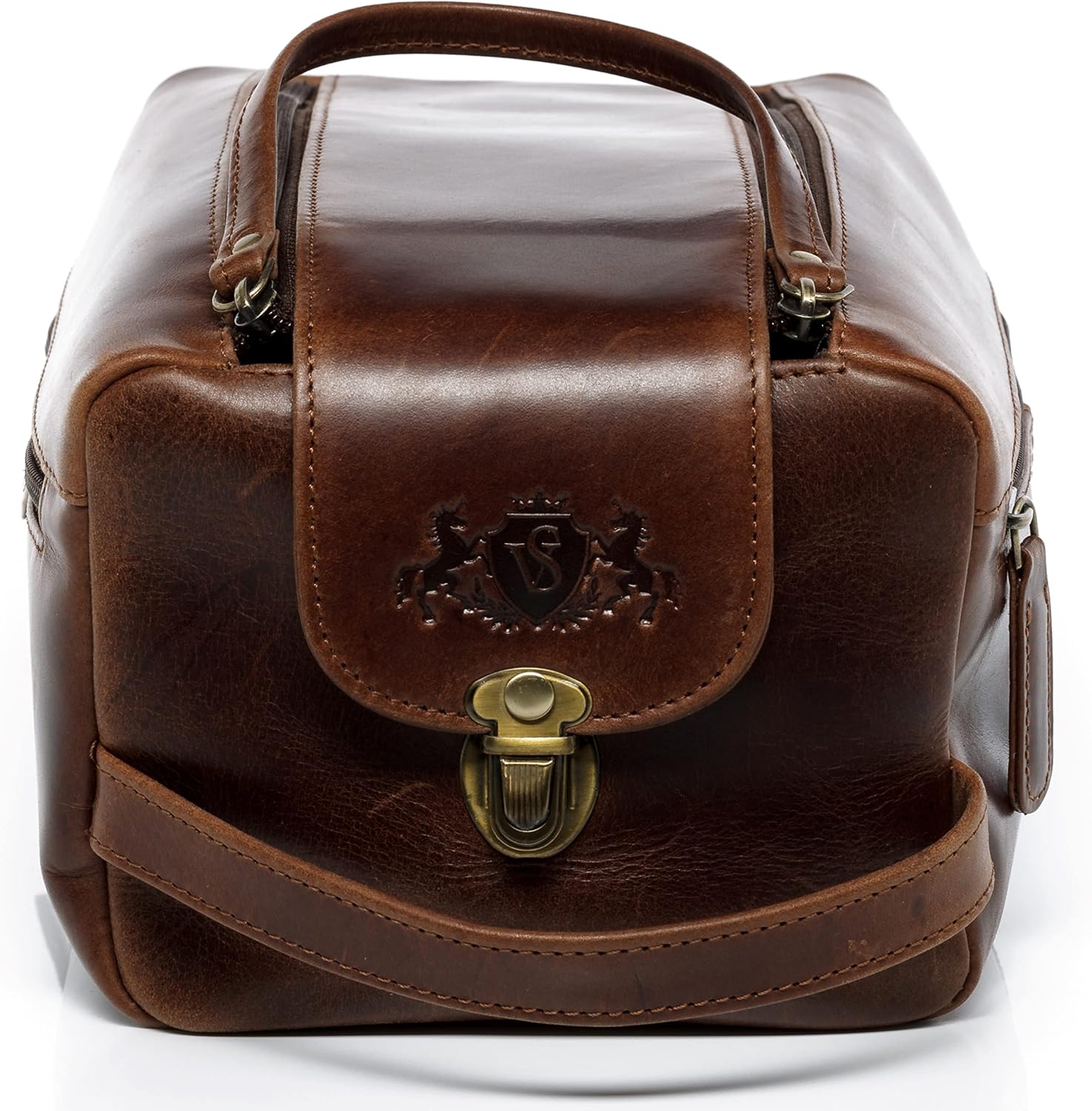 Detalle de SID & VAIN Bristol XL Wash Bag – Genuine Leather Travel Toiletry Case