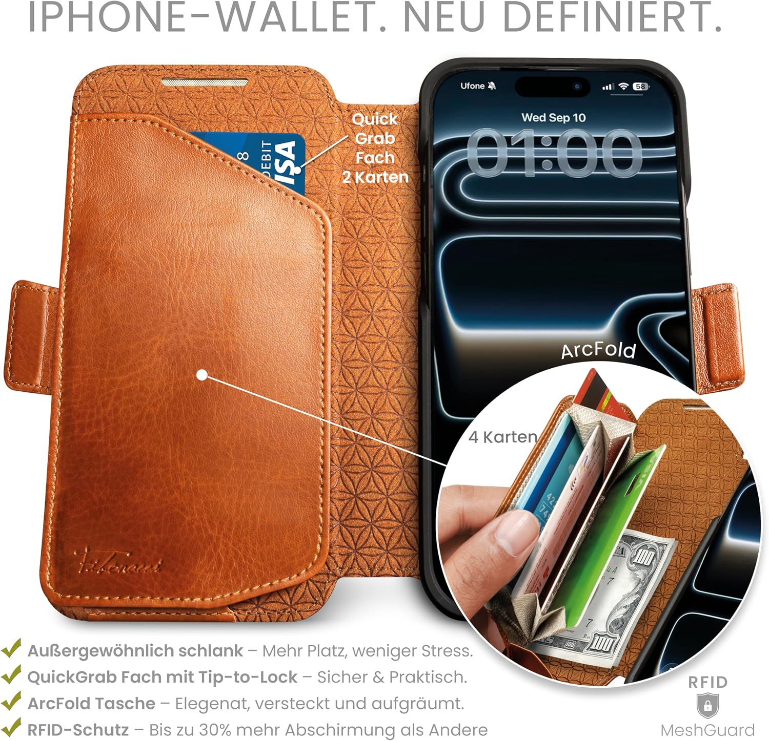 Detalle 2 de Dreem Wallet Case for iPhone 17 with 3-Way Stand and RFID Blocking