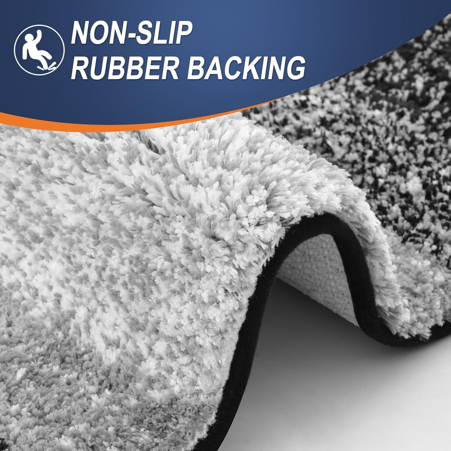 Thumbnail 4 de smiry Microfibre U-Shape Toilet Mat (50 x 60 cm) – Non-slip shaggy pedestal bath mat, black