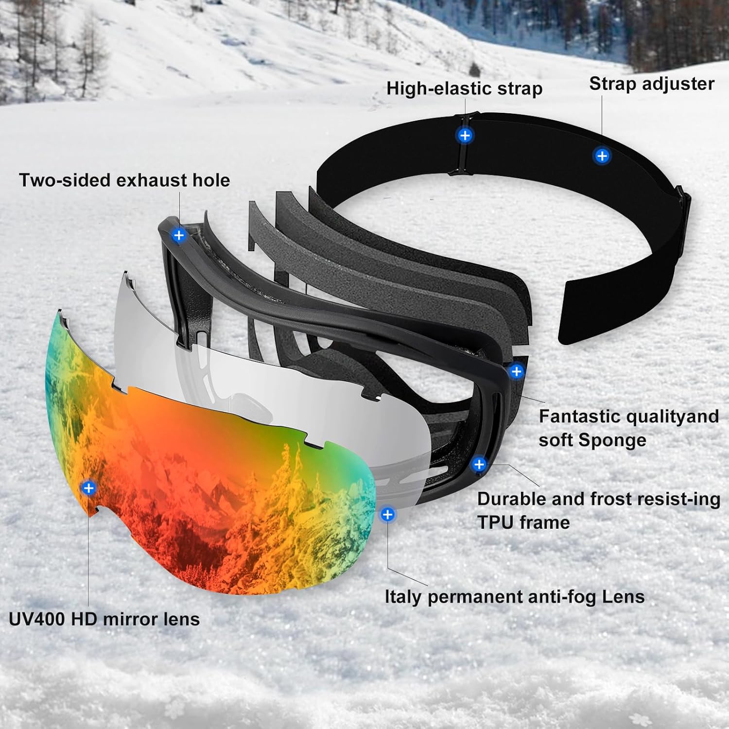 Thumbnail 2 de SPOSUNE OTG Ski Goggles for All