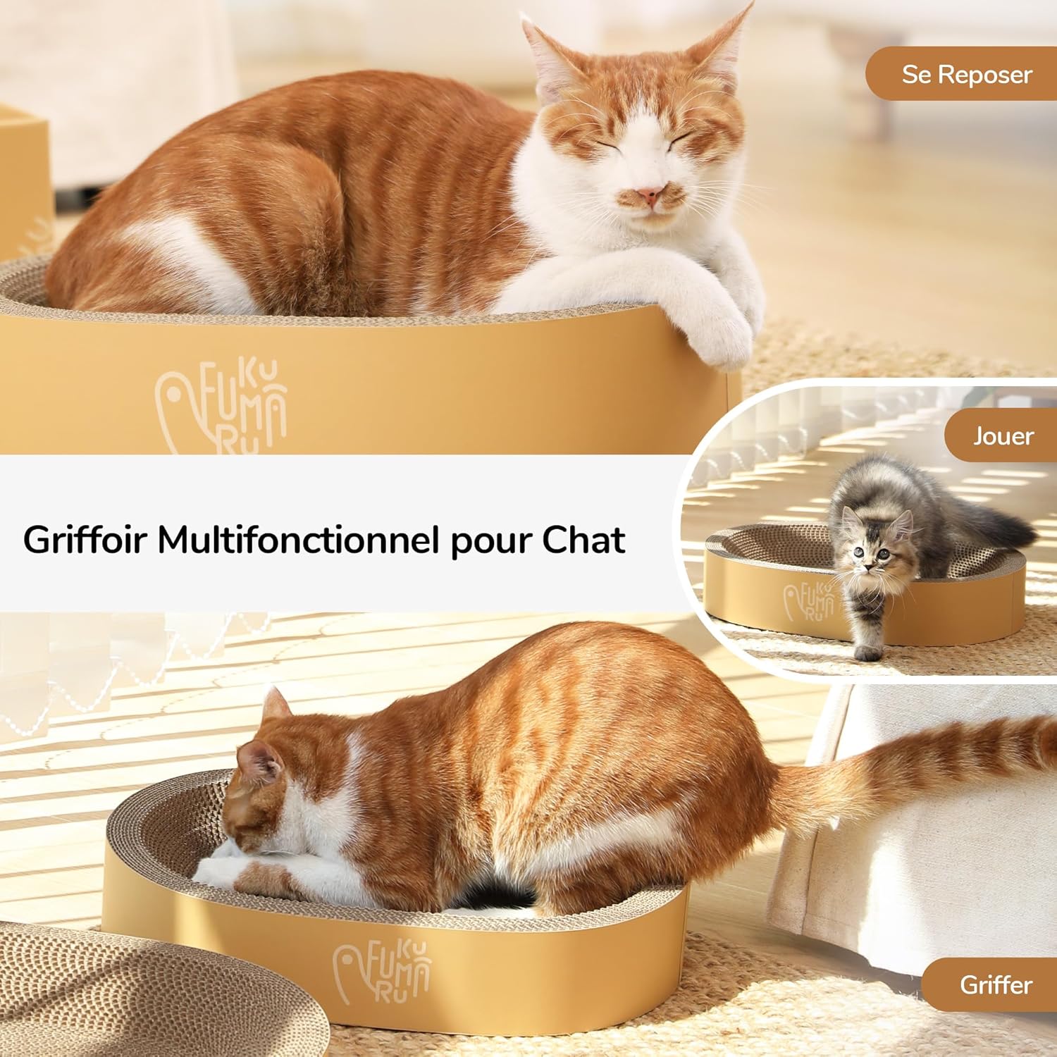 Thumbnail 1 de FUKUMARU Griffoirs pour chats – set 4 en 1 en carton (lot de 3)