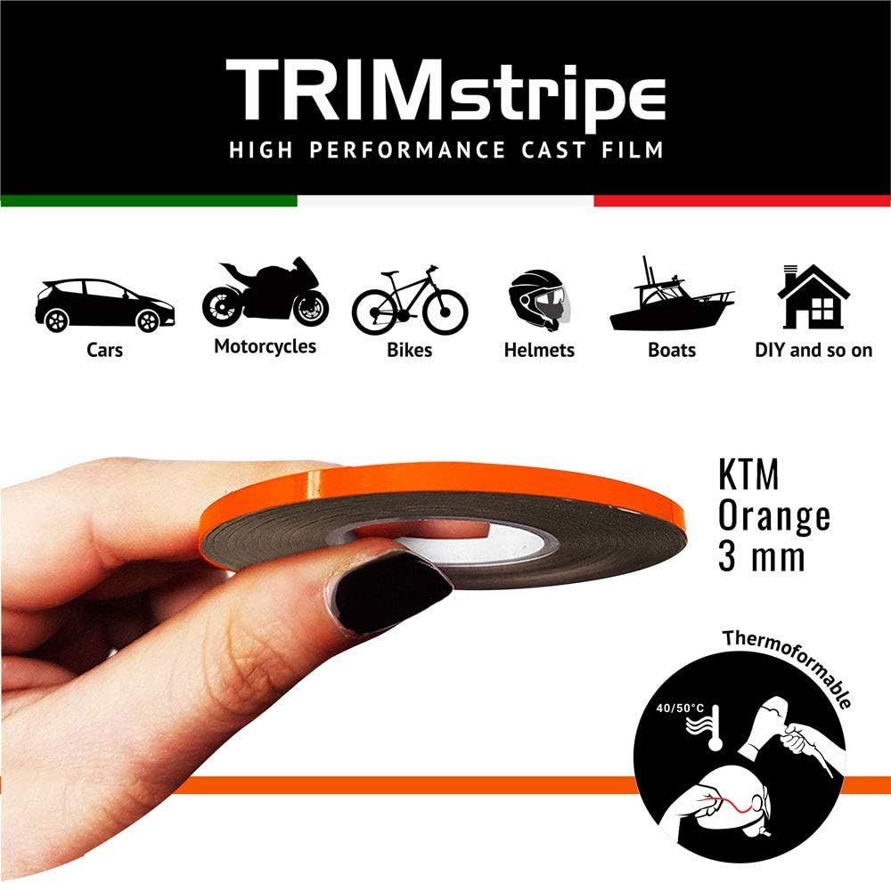 Detalle 2 de 4R Quattroerre.it 10459 Trim Stripes: Strisce Adesive Arancio KTM, 3 mm x 10 m