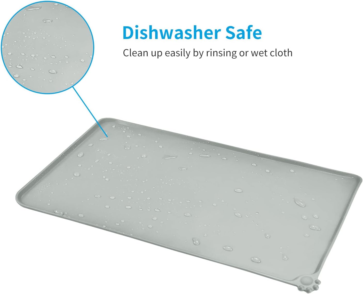 Detalle de AUDWUD Silicone Waterproof Pet Feeding Mat (47 x 30 cm) with Anti-Slip Border