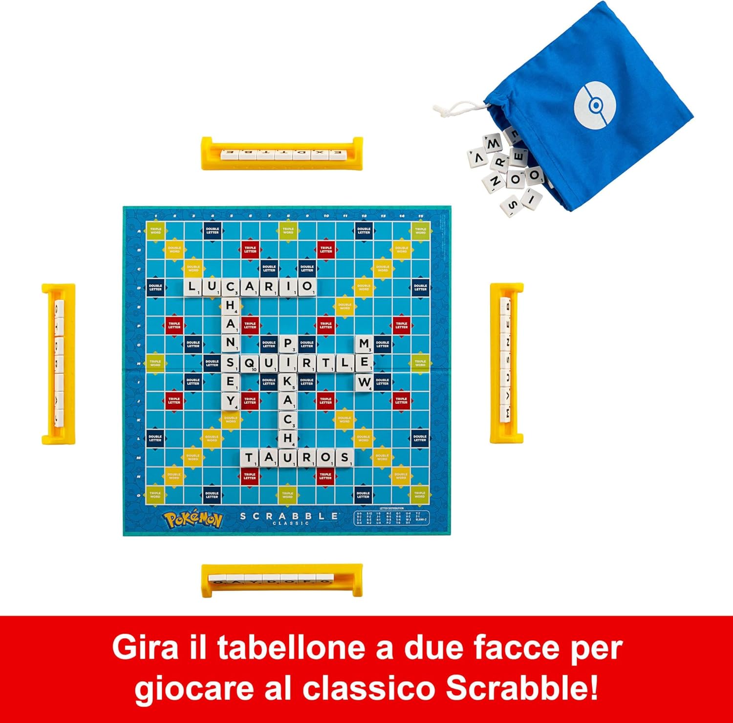 Thumbnail 4 de Mattel Games Scrabble Pokémon – Il gioco da tavolo con 50 sfide Pokémon e modalità doppia