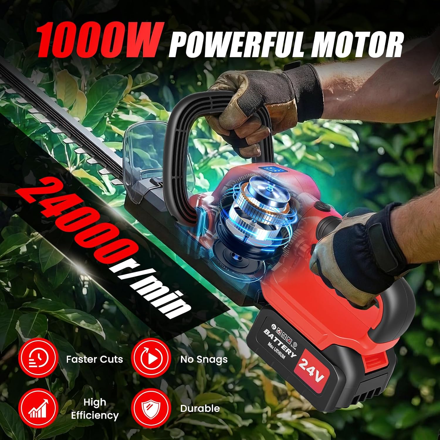 Detalle 2 de RAXONE Cordless Hedge Trimmer 22-Inch