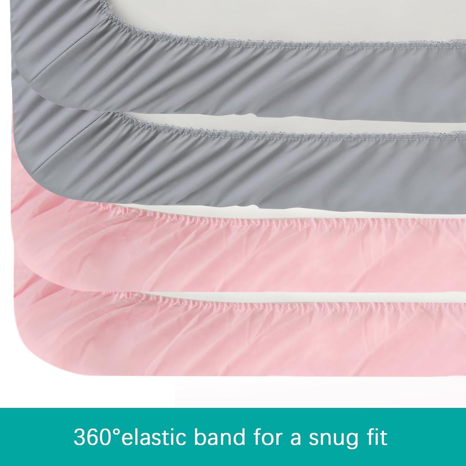 Thumbnail 1 de 4 Pack Fitted Travel Cot Sheets 95x65cm – Ultra Soft, Breathable Baby Crib Mattress Cover (Pink Cloud)